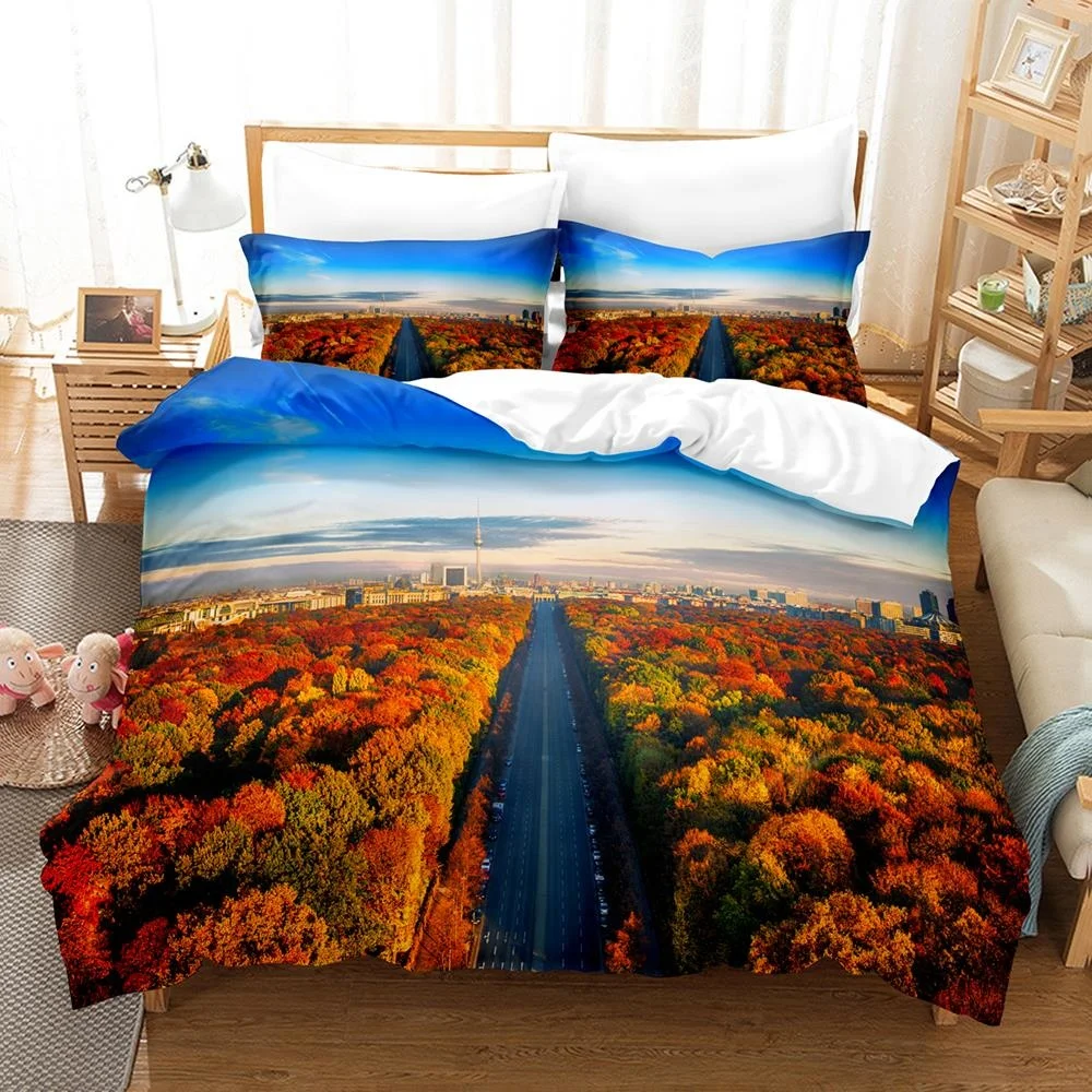 Beauty Tree Road Bedding Set Single Twin Full Queen King Size Tree Road Sky Bed Set Aldult Kid Bedroom Duvetcover Sets 028 