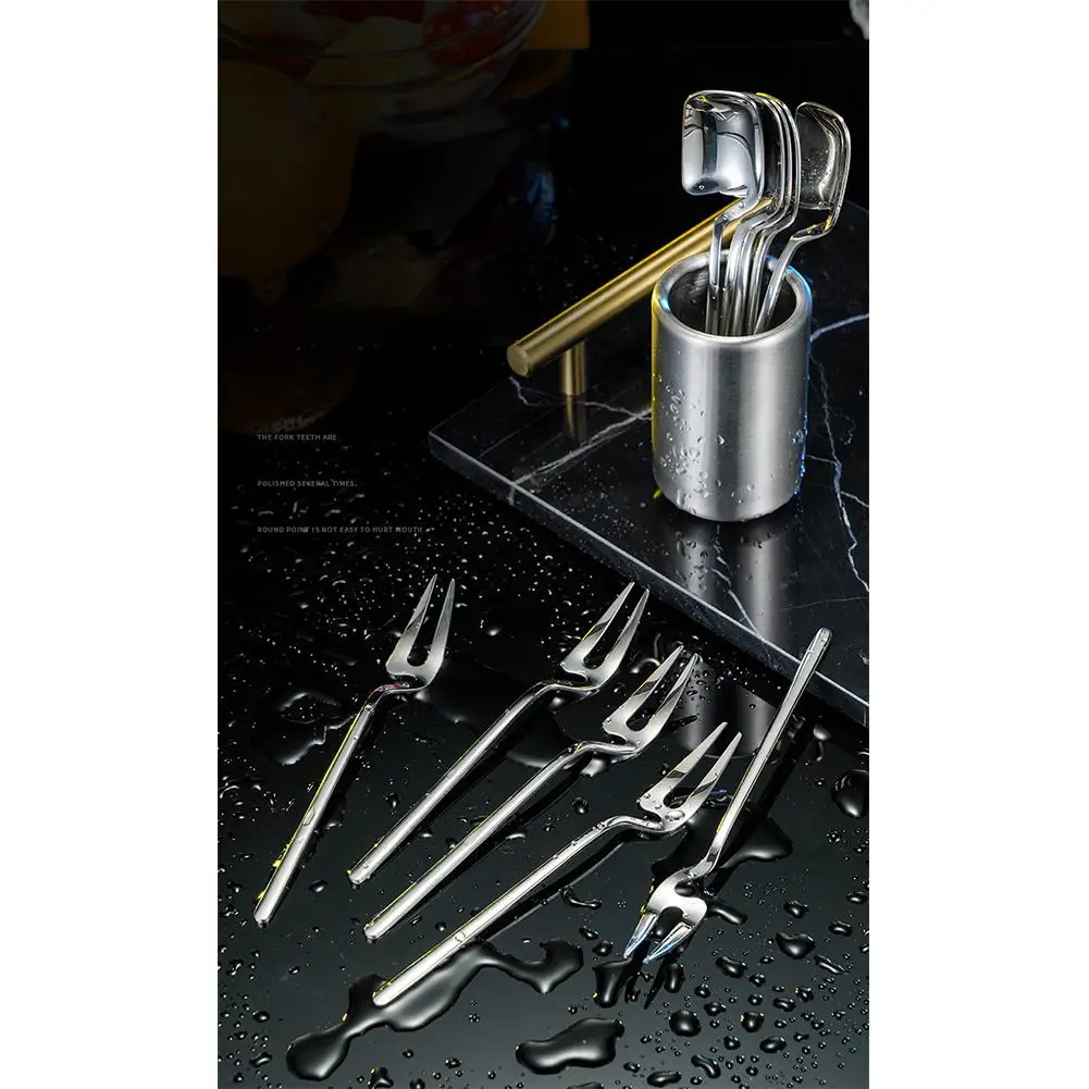 Stainless Steel Fruit Forks Spoon Set with Storage Container