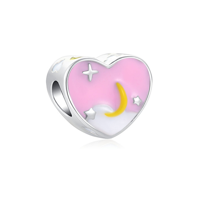 New 925 Sterling Silver Enamel Universe Star Moon  Diy Bead Fit Original Pandora Charms Bracelet Jewelry Women Acessories