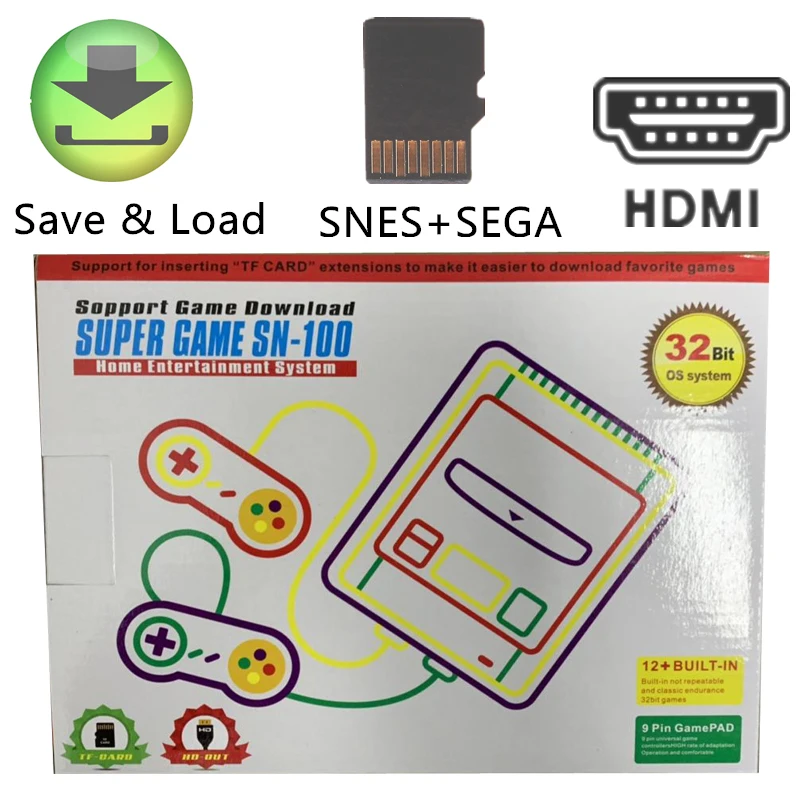 HDMI Ретро игровая консоль с разъемом для TF карты Snes Sega Megadrive поддержка экономии и