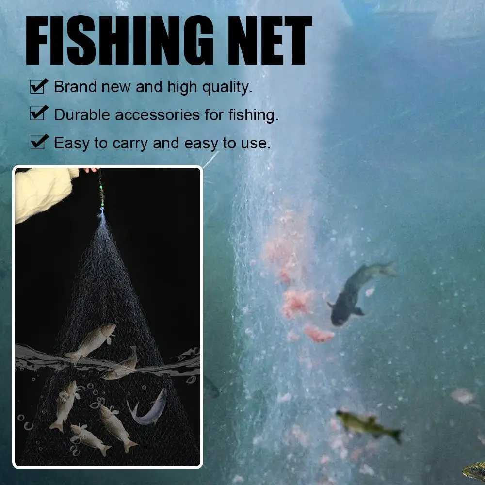 Winter Ice Fishing Net Trap Mesh Luminous Bead Netting Fish Net Tackle  Design Copper Shoal Cast Gill Nets For Fishing Traps