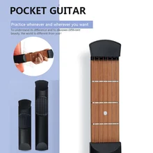 Portable Pocket Guitar Chord Trainer Right Hand 4 Fret 6 Strings Pocket Guitar Travel Guitar Beginner Kids Guitar Finger Trainer
