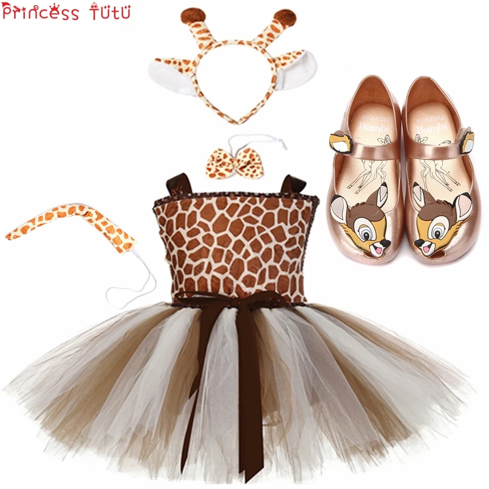 

2019Christmas Sweet Deer Costume Kids Girl Tutu Dress 4Set Girl Birthday Party Dress Toddler Halloween Carnival Costume Headband