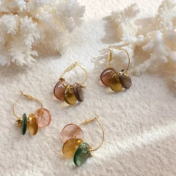 

korean style Earring Exaggerated Bohemian Colored Transparent Resin Dangle Earringsboucle d'oreille