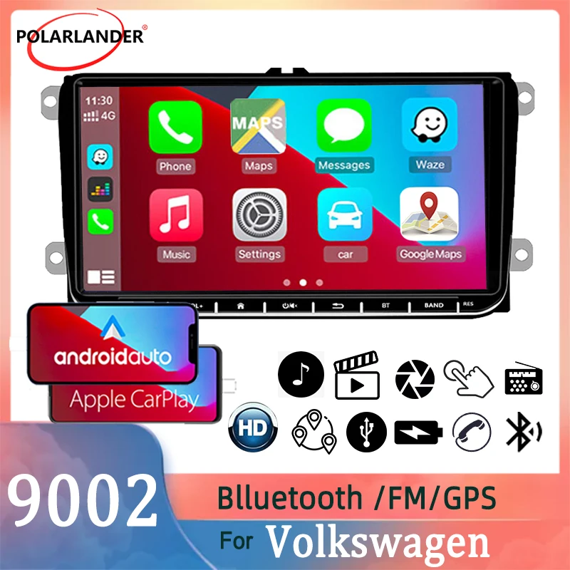 

Car Radio 2 Din 1+16G FM Android Bluetooth 9 Inch GPS Navigation Built-in Carplay WIFI For Bora Golf VW Polo Passat B6 B7 Touran