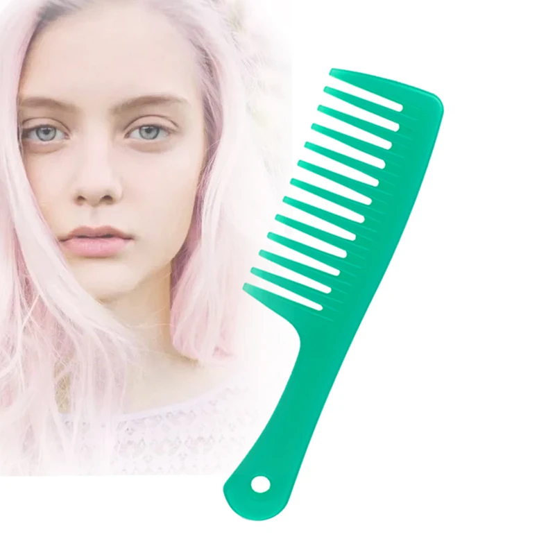 

Transparent Plastic Comb Hanging Hole Handle Grip Curly Hair Styling Hairbrush Wide Tooth Comb Hairdressing Comb Salon Tool
