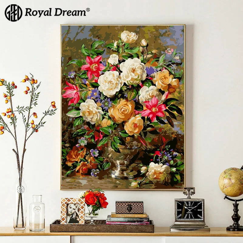 

Yulai meng Digital Oil Painting DIY Hand-Painted 40*50 DIY with Numbers Oil Painting Decoration Hand-Painted Flower Frameless Oi