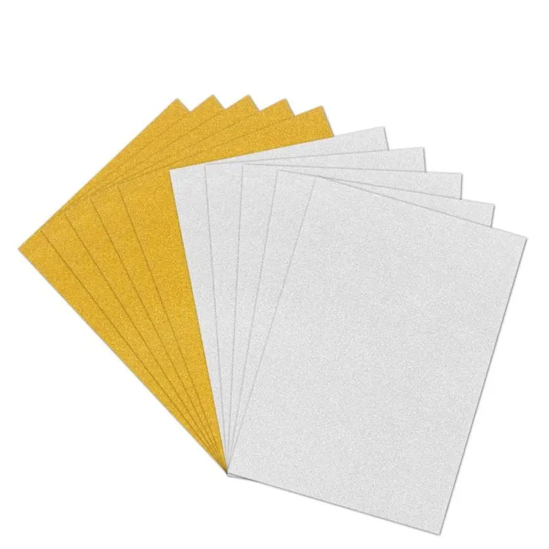 10pcs A4 Sheets Gold Glitter Cardstock Card Making DIY Material Sparkling Craftwork Scrapbooking Gift Wrapping Box Tissue Paper Sheets for Wrapping