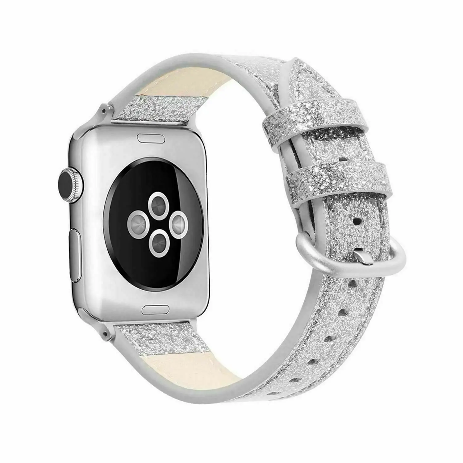 Серебристый Шикарный Рождественский кожаный ремешок для Apple Watch серии 5 4 3 2 1 ремешок с классической пряжкой ремешок для iWatch 44/40/42/38 мм ремень - Цвет ремешка: Серебристый