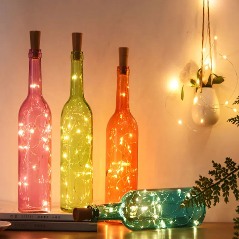 

Garland Wine Bottle Lights with Cork 2M 20LED Copper Wire Colorful Waterproof Fairy Lights String for Party Wedding Decoration