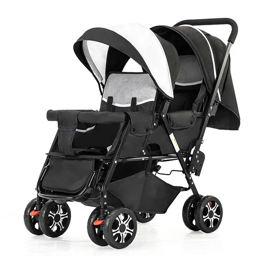 Двойная детская коляска, двойная детская коляска, Складная легкая коляска, Можно присесть, коляска с двумя сиденьями - Цвет: A2