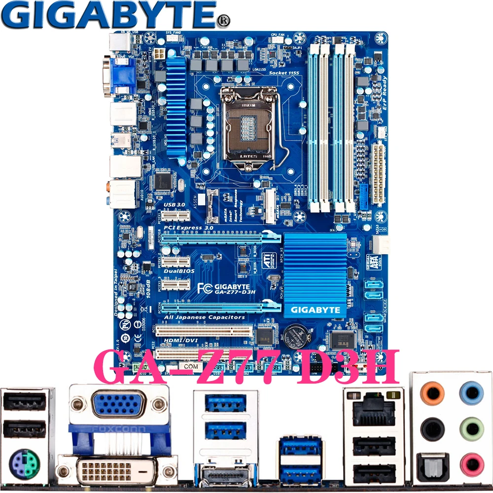 Used Gigabyte GA-Z77 D3H For LGA-1155 Intel Core 2