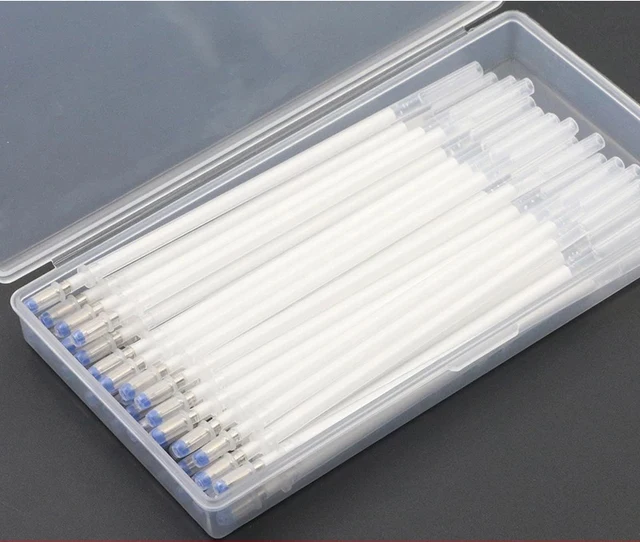 40pcs Heat Erasable Pen High Temperature Disappearing Fabric Marker Refills with Storage Box Fabric Craft Tailoring Accessories 40pcs White with box