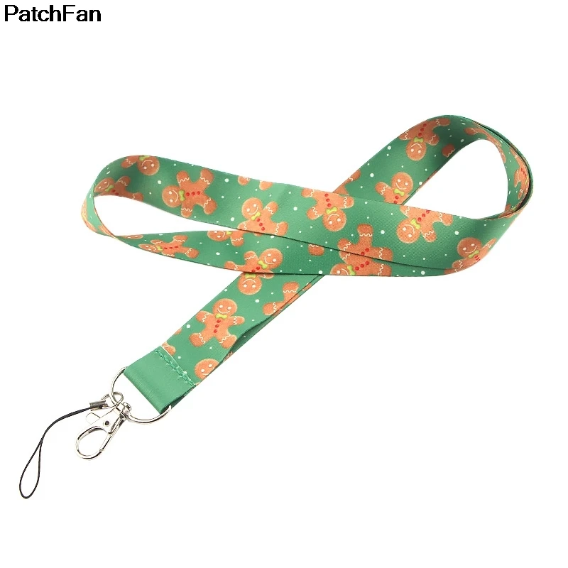 20 шт./лот A2505 Patchfan мультфильм Рождество медведь печенье ключ ремешок для ключей телефон USB держатели бейджей телефон шейный ремень webbings