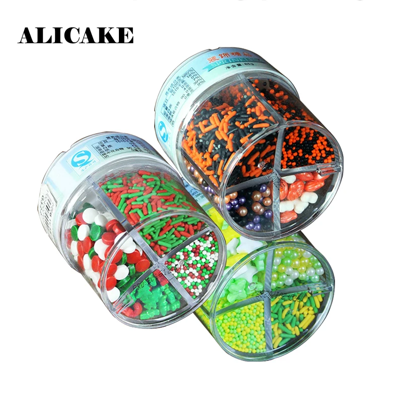 4 In 1 Mix Design Christmas Sprinkle Cake Decorating Tools Baking Bakery Pastry Tools Halloween Candy Sprinkles 85g Sugar Candy