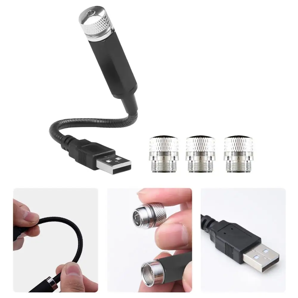 4 в 1 USB атмосфера на крыше автомобиля звездное небо лампа окружающая