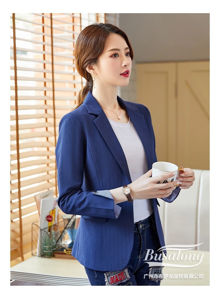 1 шт., Женские приталенные блейзеры, пальто,, Зимняя мода, смесь хлопка, в полоску, маленькие костюмы, куртки, женские облегающие офисные блейзеры, костюмы