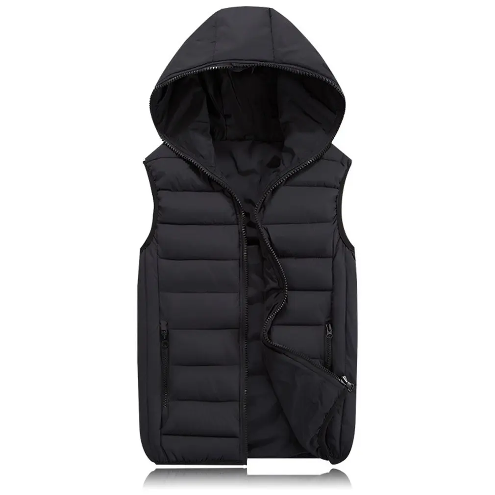 2018 Winter Men Parkas Slim Coat Vest Plus Size XS-4XL Velvet Mens Bomber Jacket Warm Down Cotton Thick Hooded Waistcoat Vests | Мужская