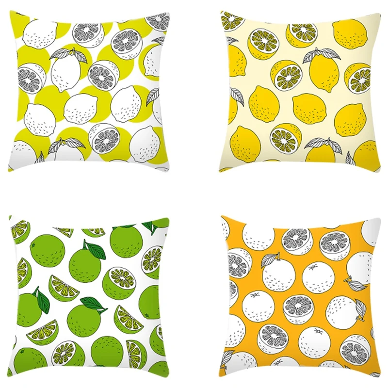 

Printing Cushion Cover Changing Lemon Orange Fruit Art Deco Fall Pillows Case