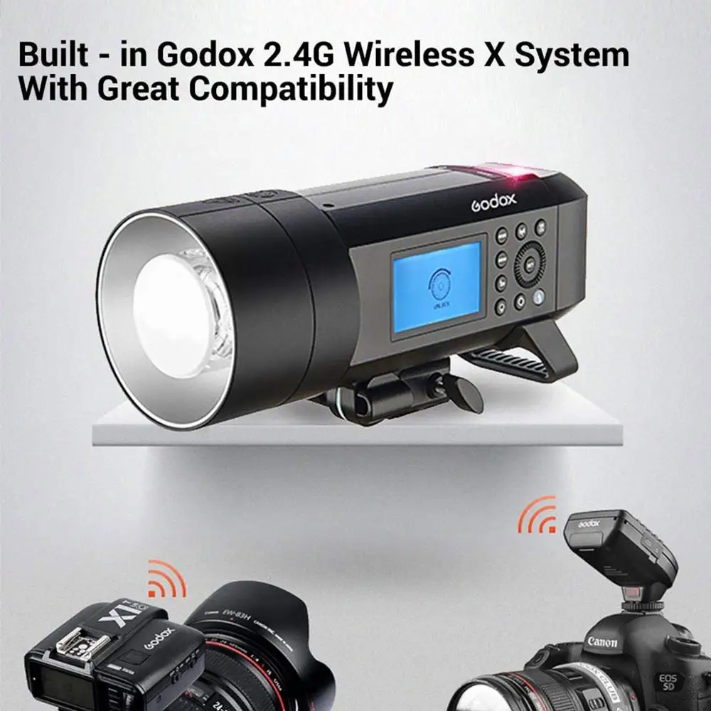 US $1.229.23 Godox AD400 Pro WITSTRO AllInOne Outdoor Flash AD400Pro LiOn Battery TTL HSS With BuiltIn 24G Wireless X System