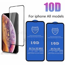 

100 PCS 10D Full Cover Protective Glass For iPhone 13 12 11 Pro Max XS XR X 8 7 6 6 Plus SE 2020 Tempered Screen Protector Glass