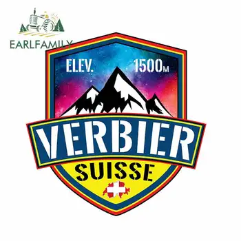 

EARLFAMILY 13cm x 12.5cm Funny Car Stickers and Decals for Ski Verbier Switzerland Creative Fashion Waterproof Auto Sticker Wrap
