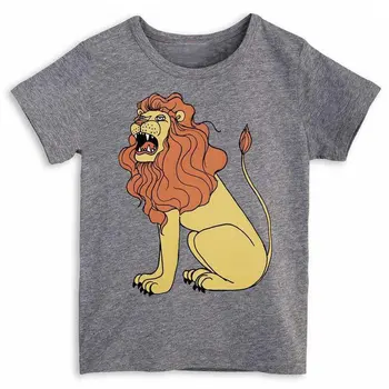 

Short-sleeved Pullover T-shirt with Fashion Lion Pattern Print for Summer Round Collar Soft Cotton Unisex Boy Girl T-shirt Top