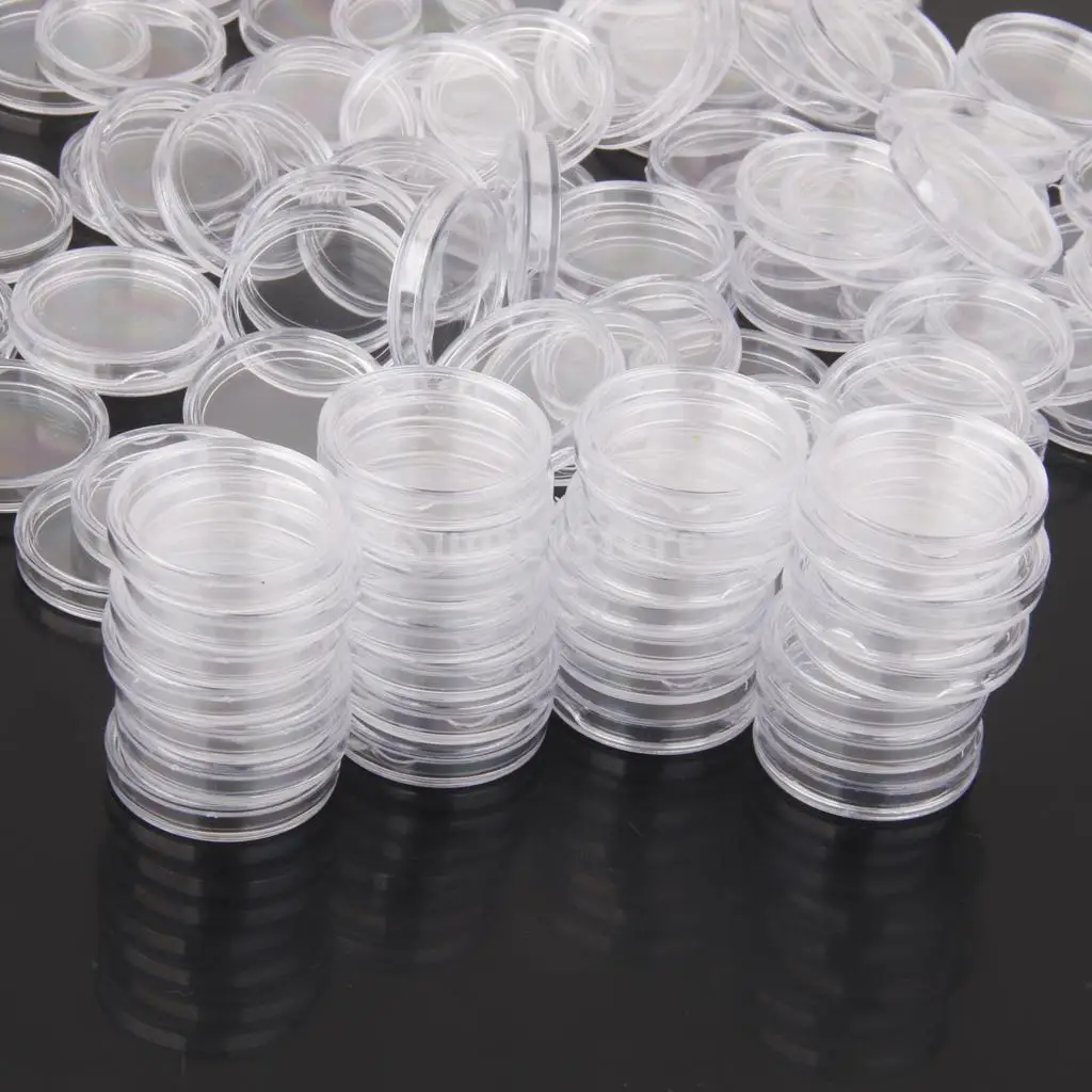 dailymall 200Pcs Round Coins Containers Plastic Coins Capsules Boxes Holder Round 21mm