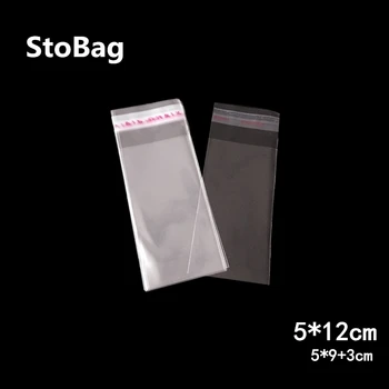 

StoBag 1000pcs 5*12cm Clear Transparent Self Adhesive Resealable Gift Jewelry Packing Bags Opp Cellophane Food Candy Plastic Bag
