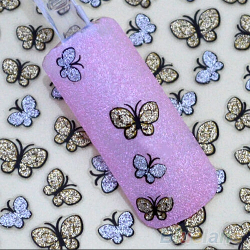 

3D Glitter Butterfly Nail Art Stickers Decals Nail Tips Decoration Manicure Kit