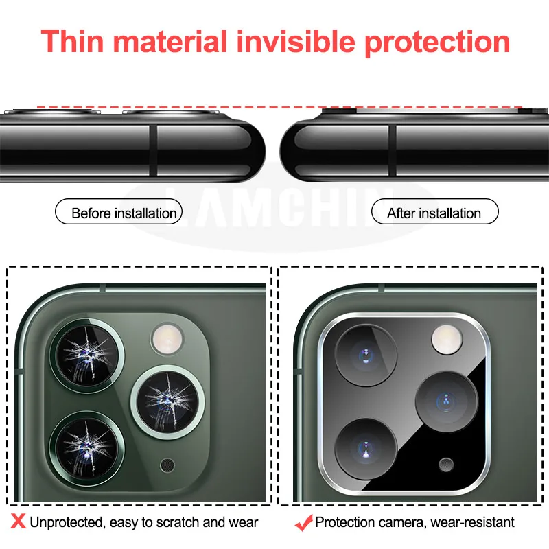 Защитный чехол для объектива камеры iPhone 11 Pro Max из титанового сплава наклейка на