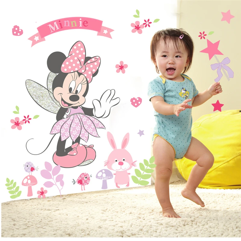 

cartoon minnie mouse wall stickers bedroom girls rooms home decor disney wall decals pvc mural art diy poetrys