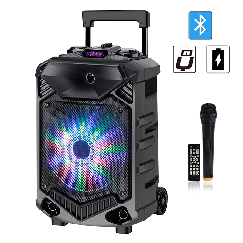 Shinco Portable Bluetooth Karaoke DJ Speaker System High Power 12-inch Woofer Trolley Speaker 