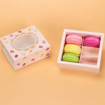 

24pcs Transparent Round PVC Window Baking Box Red/Green Paper Macaroon Box For Party Wedding Supplies Cookies Candy Biscuit Box