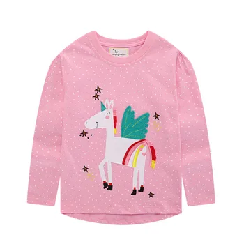 

Jumping meters 2020 Unicorn Girls Long Sleeve T shirts 100% Cotton Tops Children Animals Clothing Autumn Spring T shirts Kids