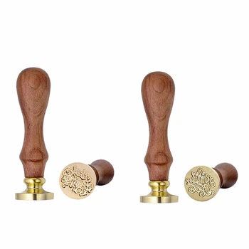 

2 Pcs Hot Vintage Copper Head Wooden Handle Blessing Wax Seal Stamp Letter Card Decor, Merry Christmas & Happy Birthday