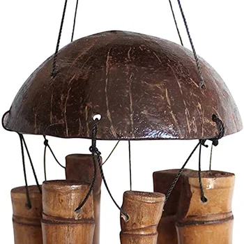 

1x Wind Chime Natural Bamboo Coconut Shell Pendant Ornament 71*112*12cm