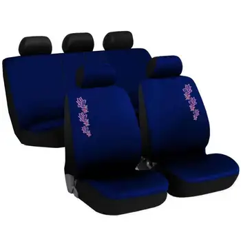 

COPRISEDILI AUTO FODERE COTONE UNIVERSALI FIORE RICAMATO BLU SCURO