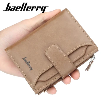 

Baellerry Casual Men Small Hasp Short Wallet PU Leather Money Pocket Zipper Coin Purse High Capacity Organizer ID Card Holders