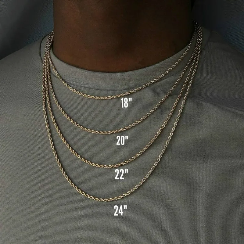 2022 Fashion Rope Chain Necklace Men Temperament 3mm Width Stainless Steel Chain Necklace For Men Jewelry Gift