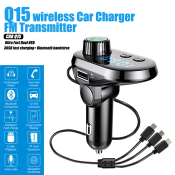 

Acespower Car Kit FM Transmitter LCD MP3 Bluetooth Player Mobile Phone USB Charger & 3 in 1 Cable for Cars Without Bluetooth