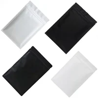 Thick 50pcs Matte Black White Smell Proof Zip Lock Plastic Bag Food Powder Package Pouch Aluminum Foil Mylar Heat Seal Zip Bags 2