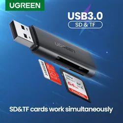 UGREEN – Lecteur de cartes mémoire USB 3.0 vers SD pour ordinateur portable, adaptateur, accessoires, Micro SD TF 