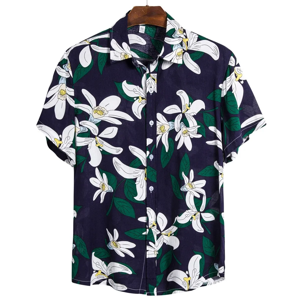 Мужская гавайская рубашка мужская повседневная camisa masculina пляжные рубашки с