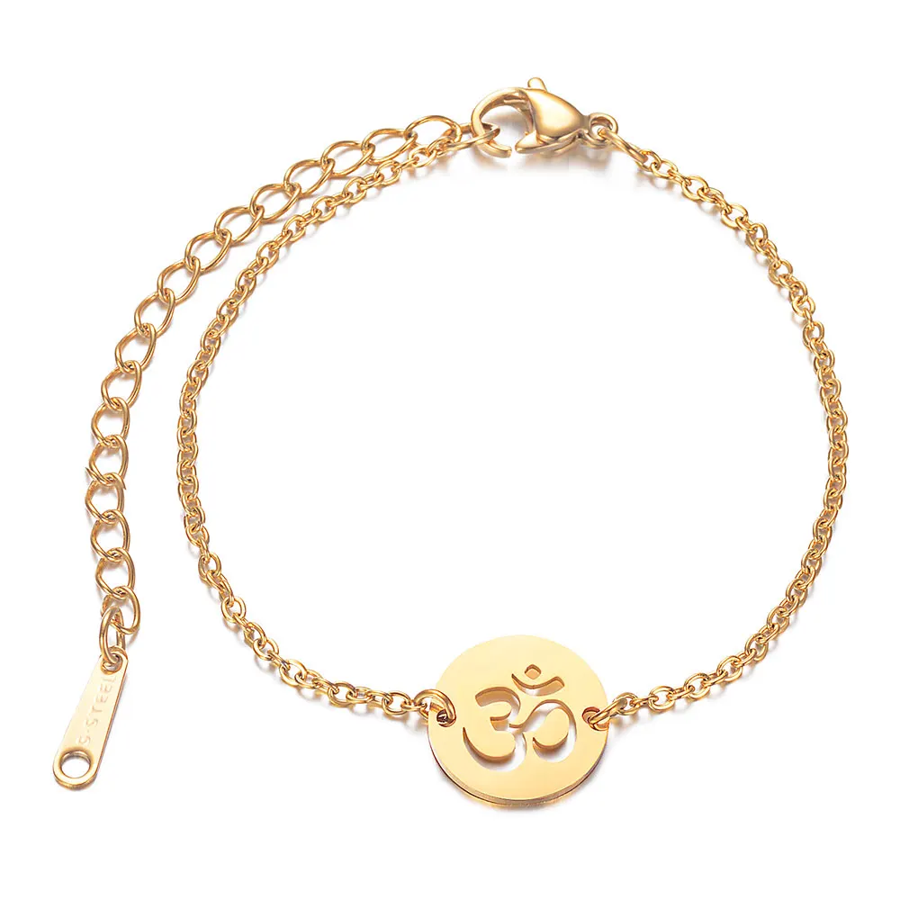 Тонкие простые браслеты в форме лотоса, подарок, Женский персональный золотой браслет, ювелирные изделия для медитации 14,5 см+ 6 см удлинитель