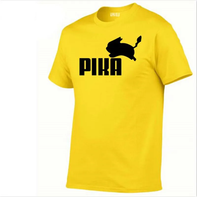 Футболка модная красивая футболка с покемоном и Пикачу аниме Pika Для мужчин футболки «Пикачу» для мальчиков, из хлопка, с круглым вырезом, короткий рукав размера плюс для мальчиков, одежда - Цвет: 11  Yellow