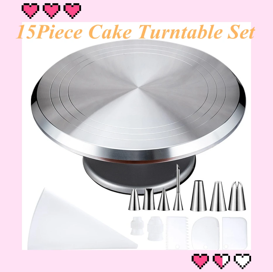  Multi-Function Cake Decorating Kit Cake Turntable Set Pastry Tube Fondant Tool Kitchen Dessert Baki - 4000164582801