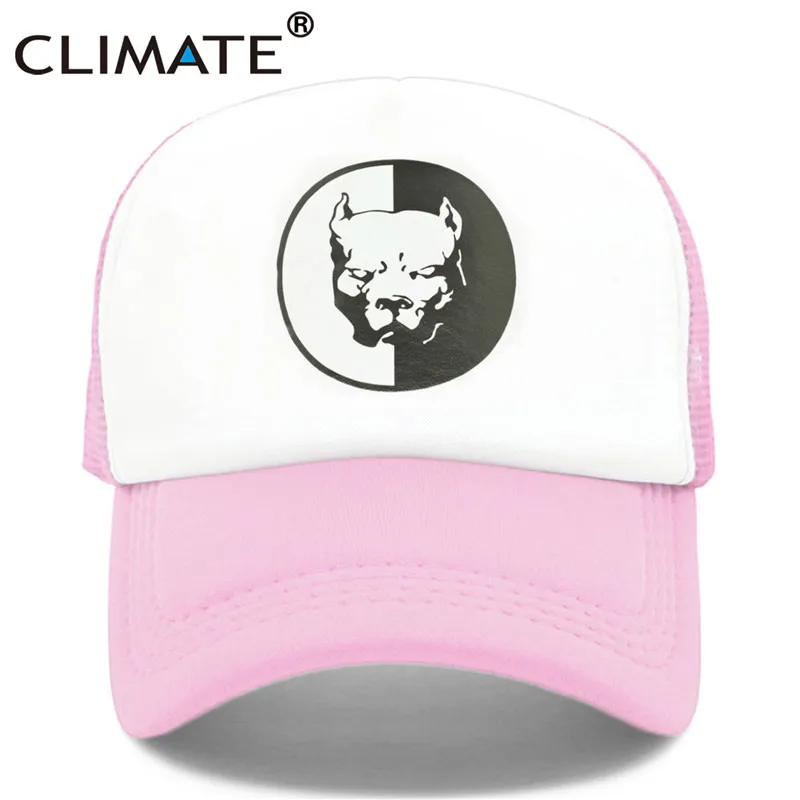 Климат Прохладный Pitbull Дальнобойщик Кепка s хулиган супер герой собака летняя кепка крутая собака сетчатая Кепка s черная бейсболка s шляпа для мужчин и женщин - Цвет: Розовый
