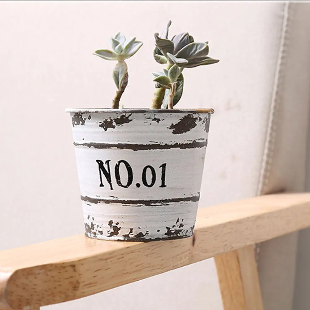 

Retro Iron Succulent Plant Pots Waterproof Anti-rust Simple Flower Pot for Garden DNJ998