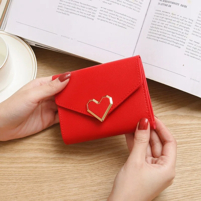 Новинка "Love" стильные женские кошельки с пряжкой розовый карман для телефона кошелек держатель для карт женский длинный кошелек женский короткий кошелек для монет AF01 - Цвет: Red